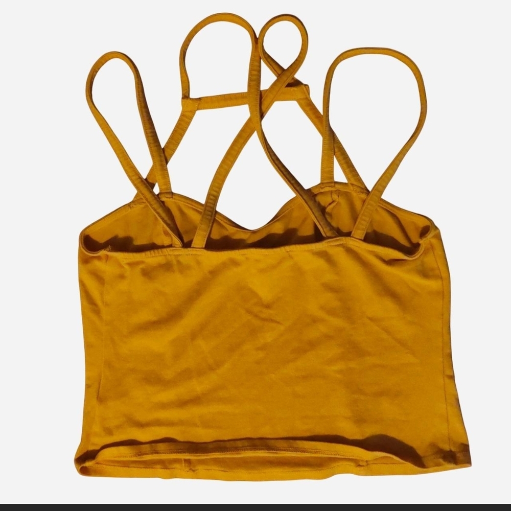 Elegant Express Mustard Color Crop Top with Strappy Design - Picture 2 of 3
